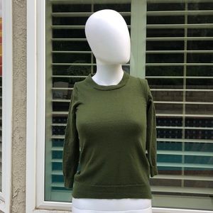 JCREW Green 3/4 Sleeve Cashmere Sweater SzXXS